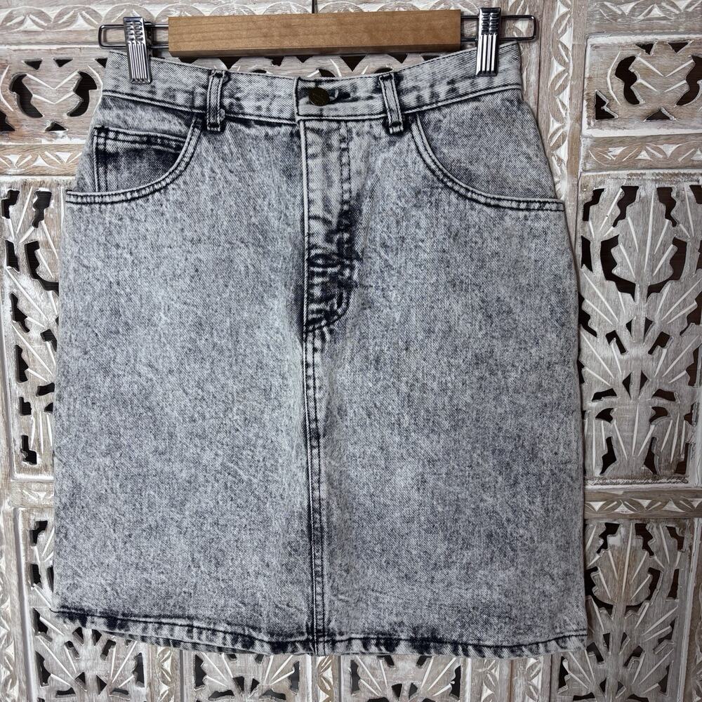 Vintage 80's Guess By Georges Marciano Acid Wash Demin Skirt Size 29 Retro USA